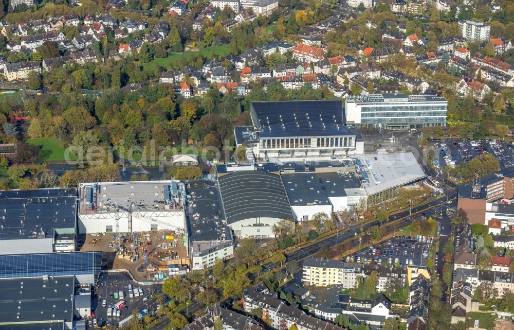 Essen from above - Construction for the reconstruction of the fairground in the Norbertstrasse in Essen in the state North Rhine-Westphalia