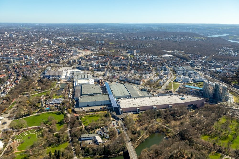 Aerial image Essen - Construction for the reconstruction of the fairground in the Norbertstrasse in Essen in the state North Rhine-Westphalia