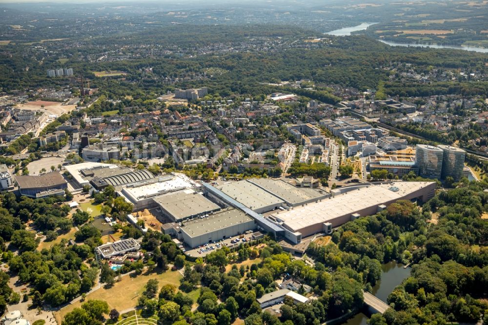 Essen from the bird's eye view: Construction for the reconstruction of the fairground in the Norbertstrasse in Essen in the state North Rhine-Westphalia