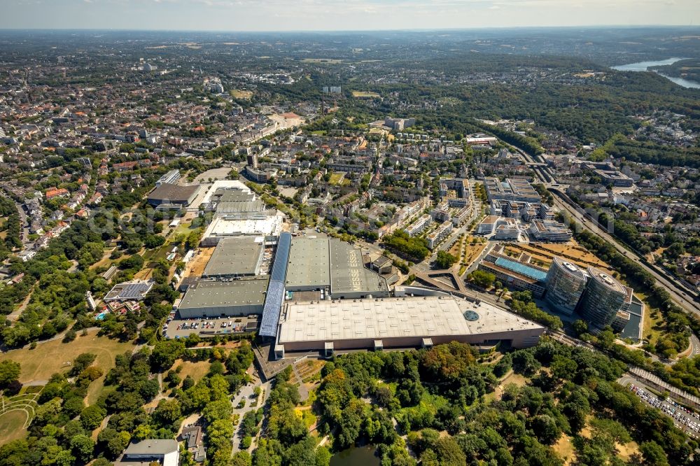 Essen from above - Construction for the reconstruction of the fairground in the Norbertstrasse in Essen in the state North Rhine-Westphalia