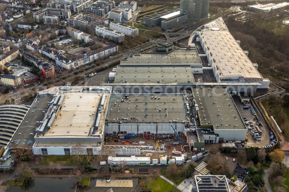 Aerial image Essen - Construction for the reconstruction of the fairground in the Norbertstrasse in Essen in the state North Rhine-Westphalia