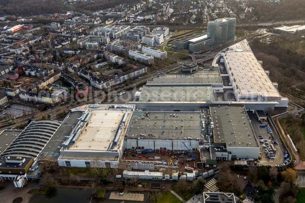 Essen from above - Construction for the reconstruction of the fairground in the Norbertstrasse in Essen in the state North Rhine-Westphalia