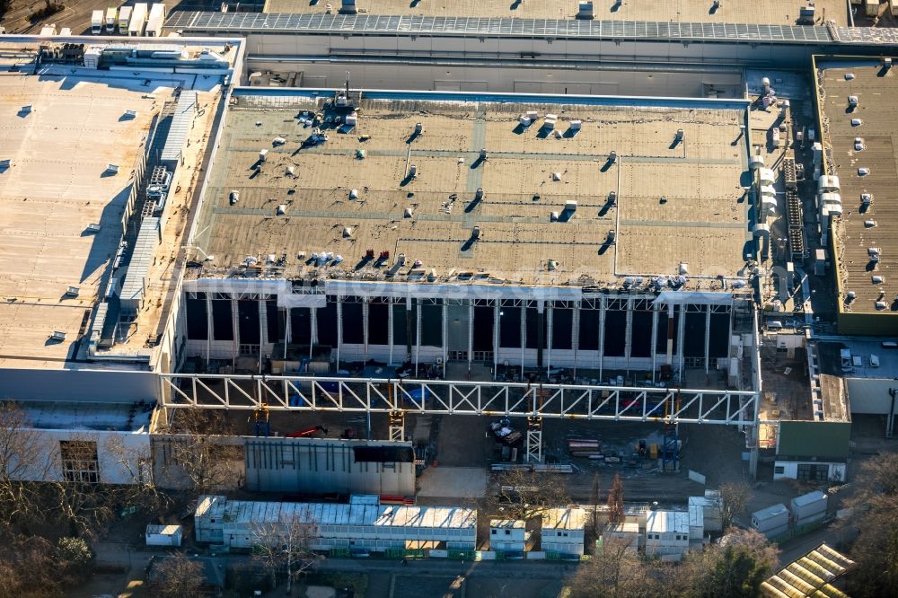 Aerial image Essen - Construction for the reconstruction of the fairground in the Norbertstrasse in Essen in the state North Rhine-Westphalia