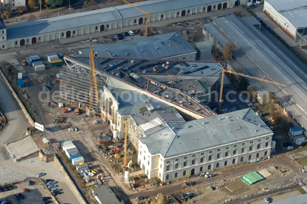 Dresden from above - View of the Dresden Military History Museum ( Army Museum ) during the implementation and expansion