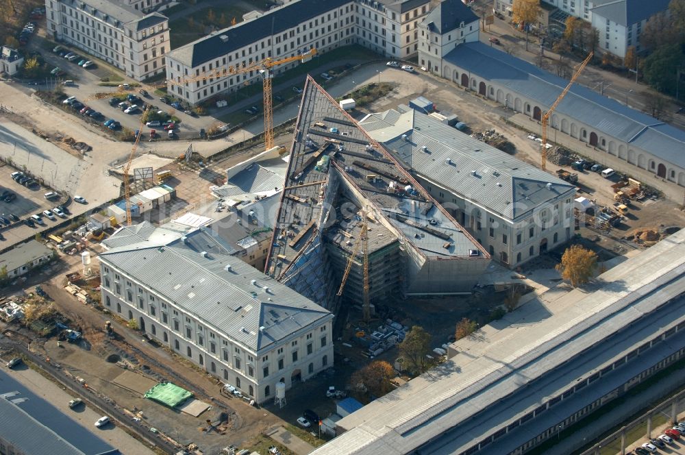 Dresden from the bird's eye view: View of the Dresden Military History Museum ( Army Museum ) during the implementation and expansion