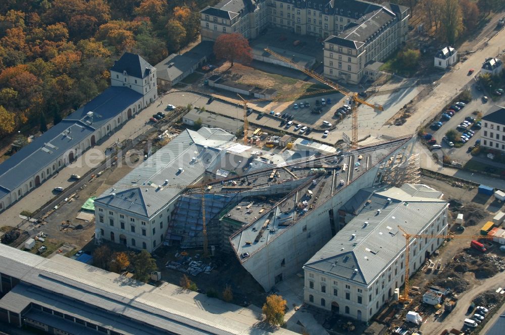 Aerial photograph Dresden - View of the Dresden Military History Museum ( Army Museum ) during the implementation and expansion