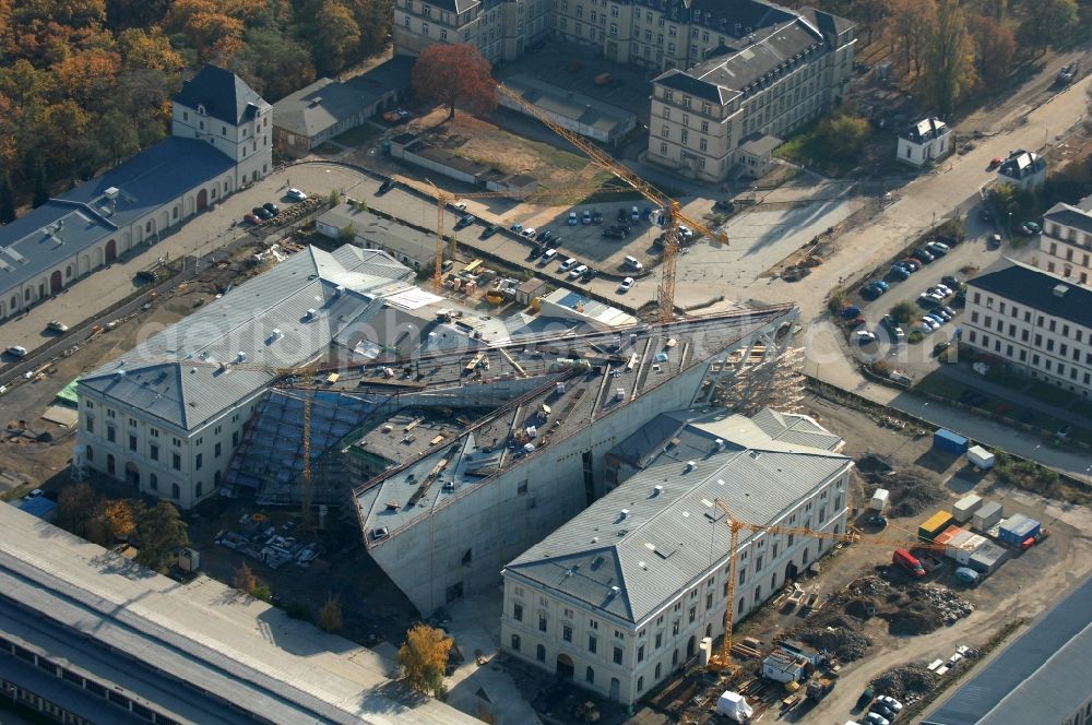 Dresden from above - View of the Dresden Military History Museum ( Army Museum ) during the implementation and expansion