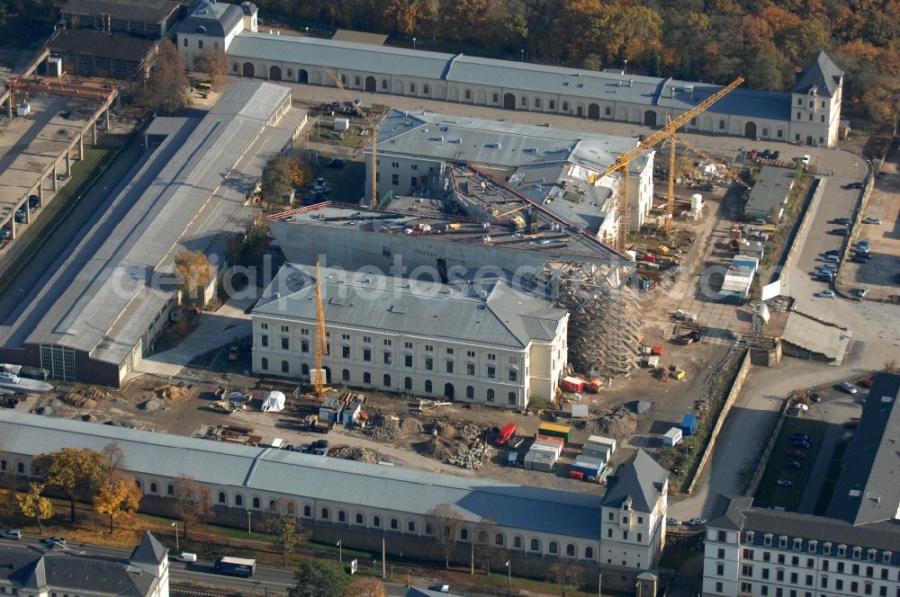 Aerial image Dresden - View of the Dresden Military History Museum ( Army Museum ) during the implementation and expansion