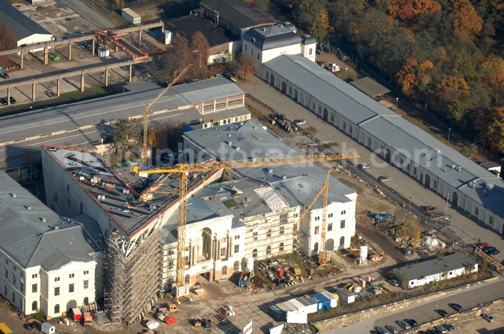 Aerial photograph Dresden - View of the Dresden Military History Museum ( Army Museum ) during the implementation and expansion