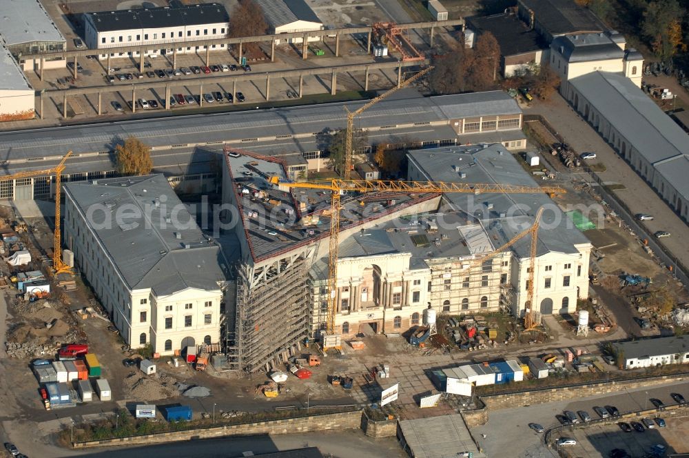 Dresden from above - View of the Dresden Military History Museum ( Army Museum ) during the implementation and expansion