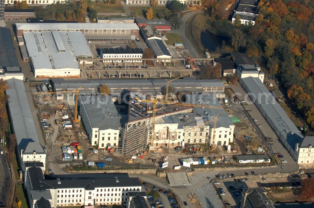 Dresden from the bird's eye view: View of the Dresden Military History Museum ( Army Museum ) during the implementation and expansion