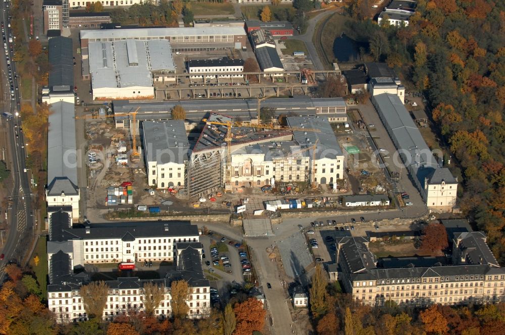 Aerial image Dresden - View of the Dresden Military History Museum ( Army Museum ) during the implementation and expansion