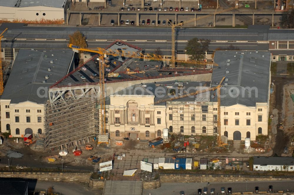 Aerial photograph Dresden - View of the Dresden Military History Museum ( Army Museum ) during the implementation and expansion