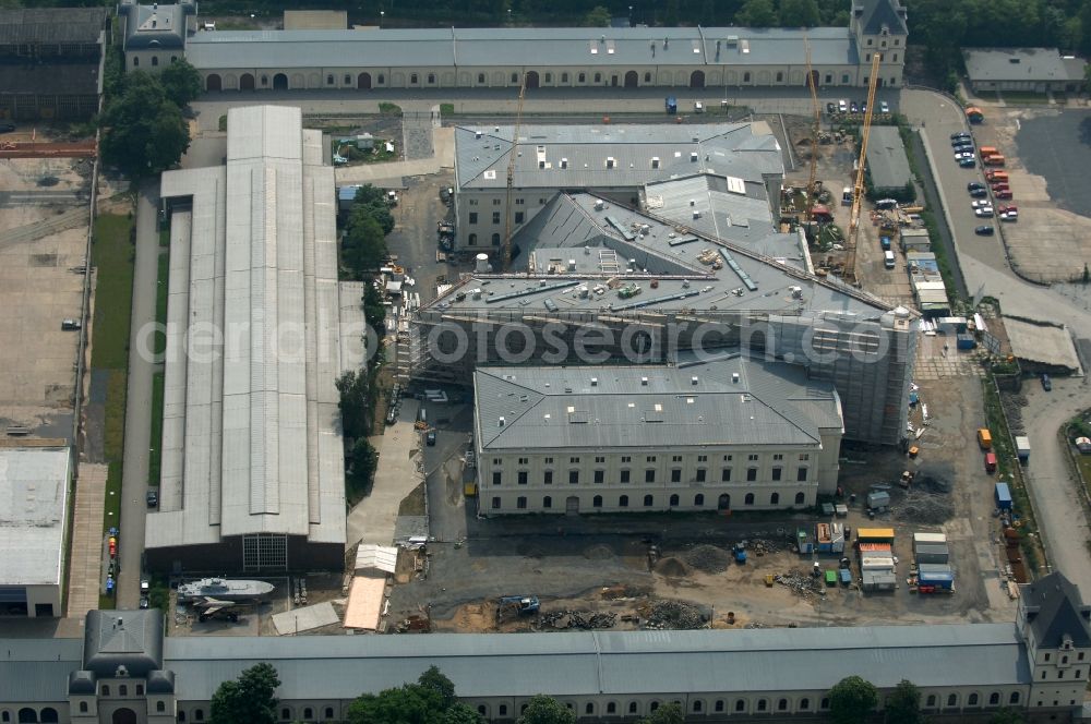 Aerial image Dresden - View of the Dresden Military History Museum ( Army Museum ) during the implementation and expansion