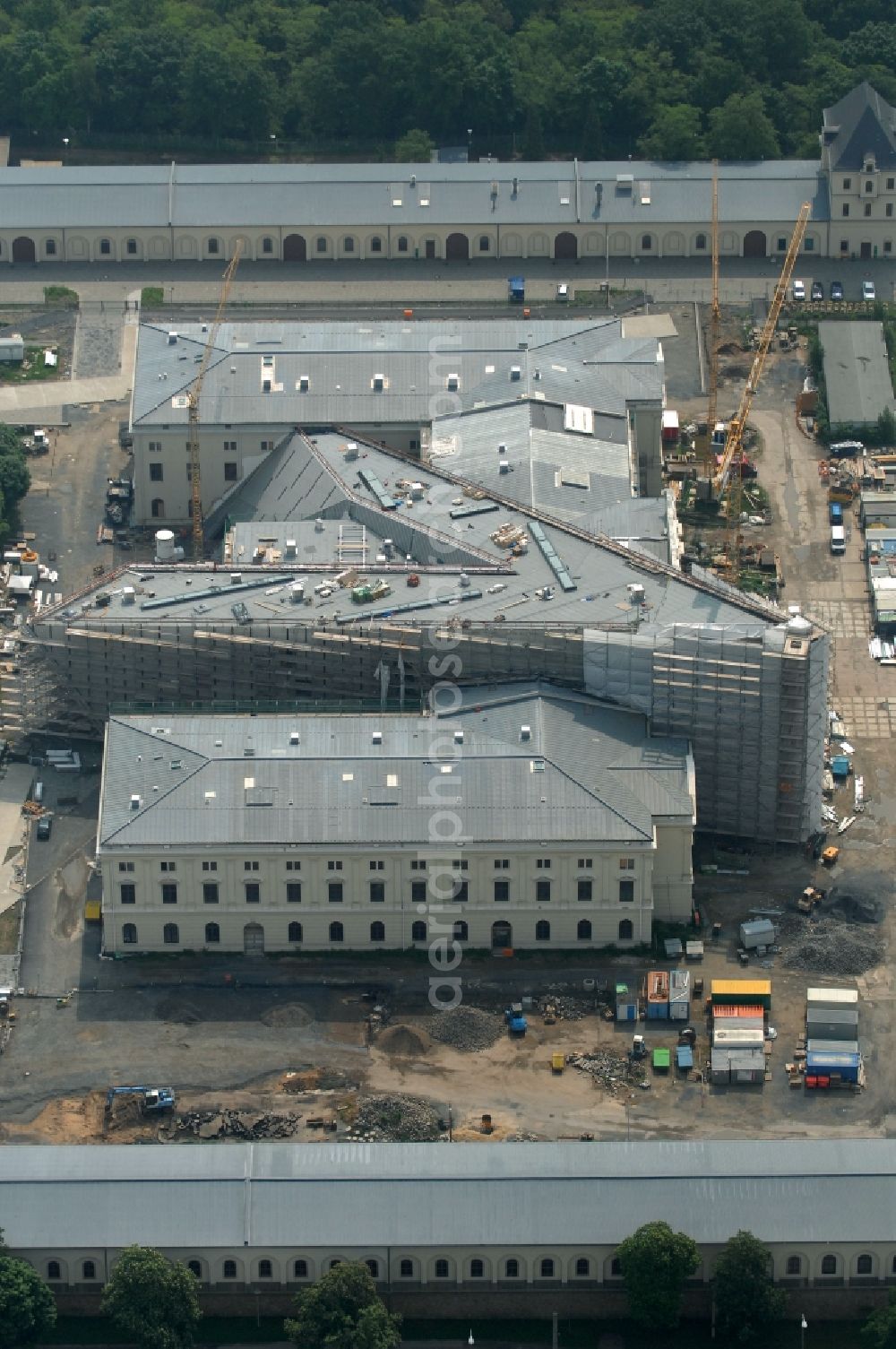 Aerial photograph Dresden - View of the Dresden Military History Museum ( Army Museum ) during the implementation and expansion