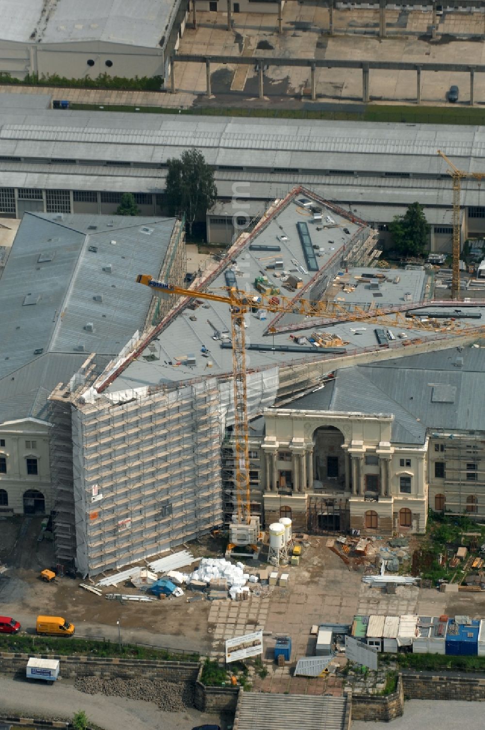 Dresden from the bird's eye view: View of the Dresden Military History Museum ( Army Museum ) during the implementation and expansion