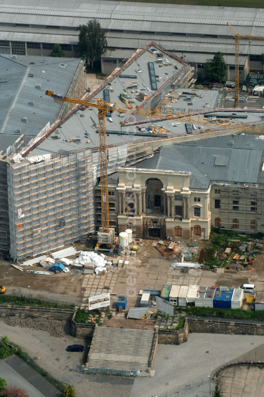 Aerial image Dresden - View of the Dresden Military History Museum ( Army Museum ) during the implementation and expansion