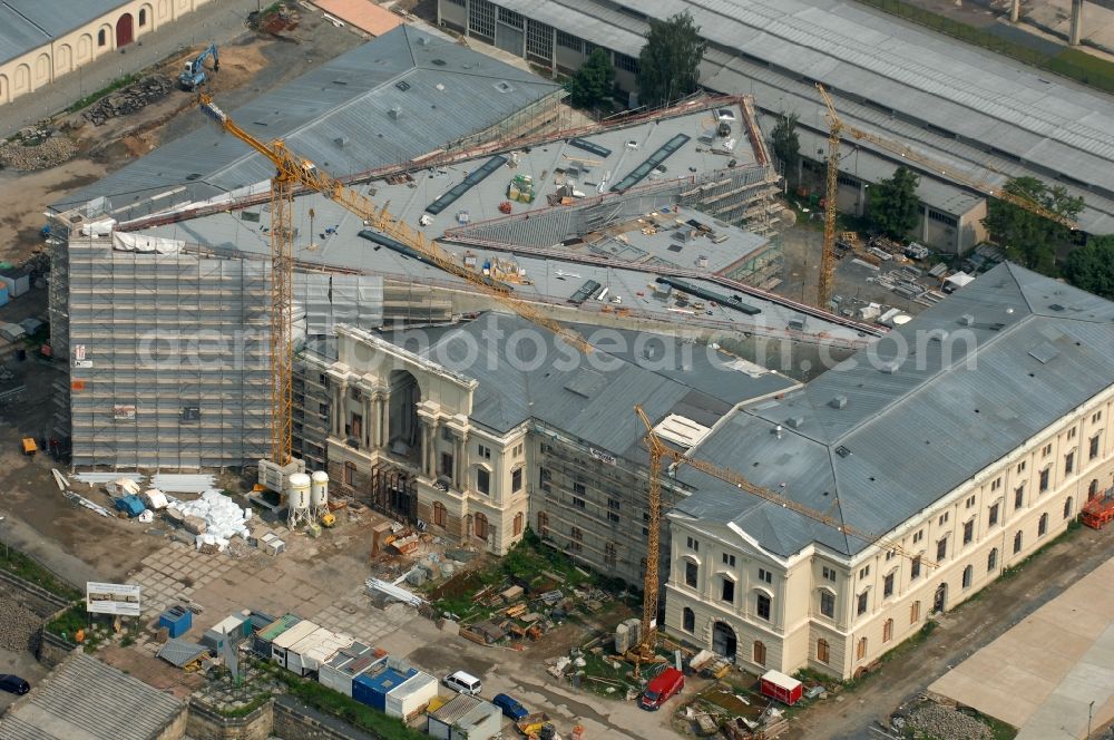 Aerial photograph Dresden - View of the Dresden Military History Museum ( Army Museum ) during the implementation and expansion