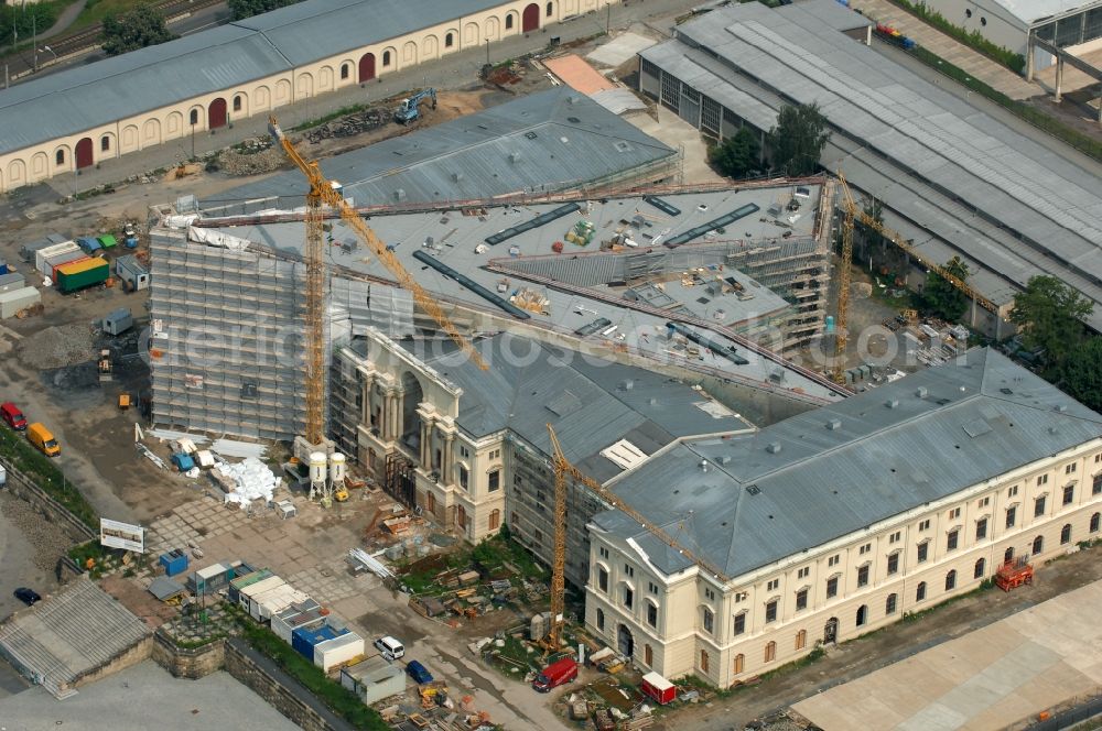 Dresden from above - View of the Dresden Military History Museum ( Army Museum ) during the implementation and expansion