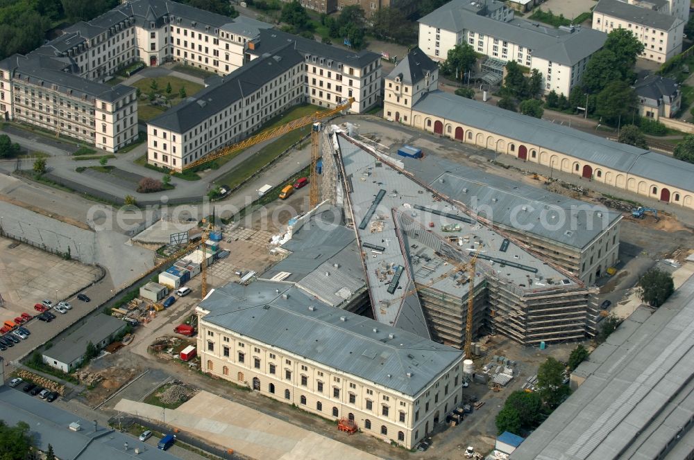 Aerial image Dresden - View of the Dresden Military History Museum ( Army Museum ) during the implementation and expansion