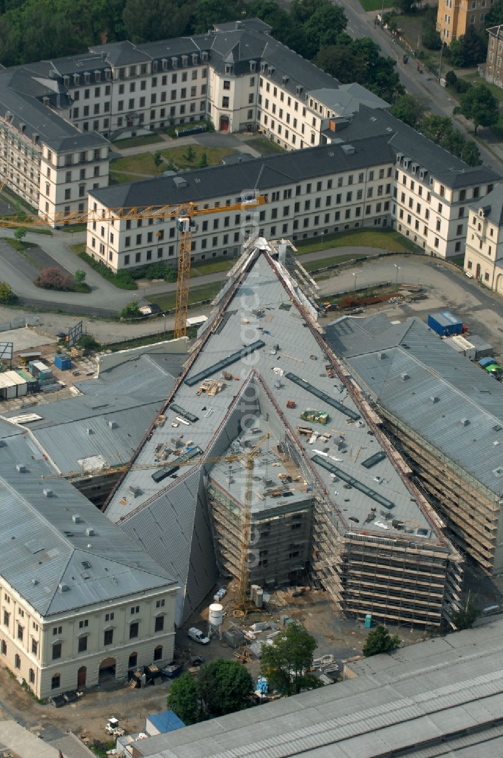 Aerial photograph Dresden - View of the Dresden Military History Museum ( Army Museum ) during the implementation and expansion