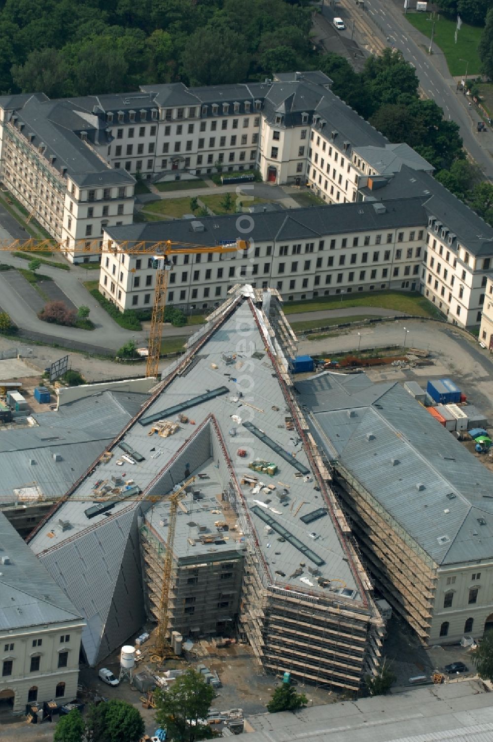 Dresden from above - View of the Dresden Military History Museum ( Army Museum ) during the implementation and expansion