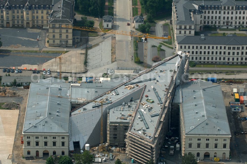 Dresden from the bird's eye view: View of the Dresden Military History Museum ( Army Museum ) during the implementation and expansion