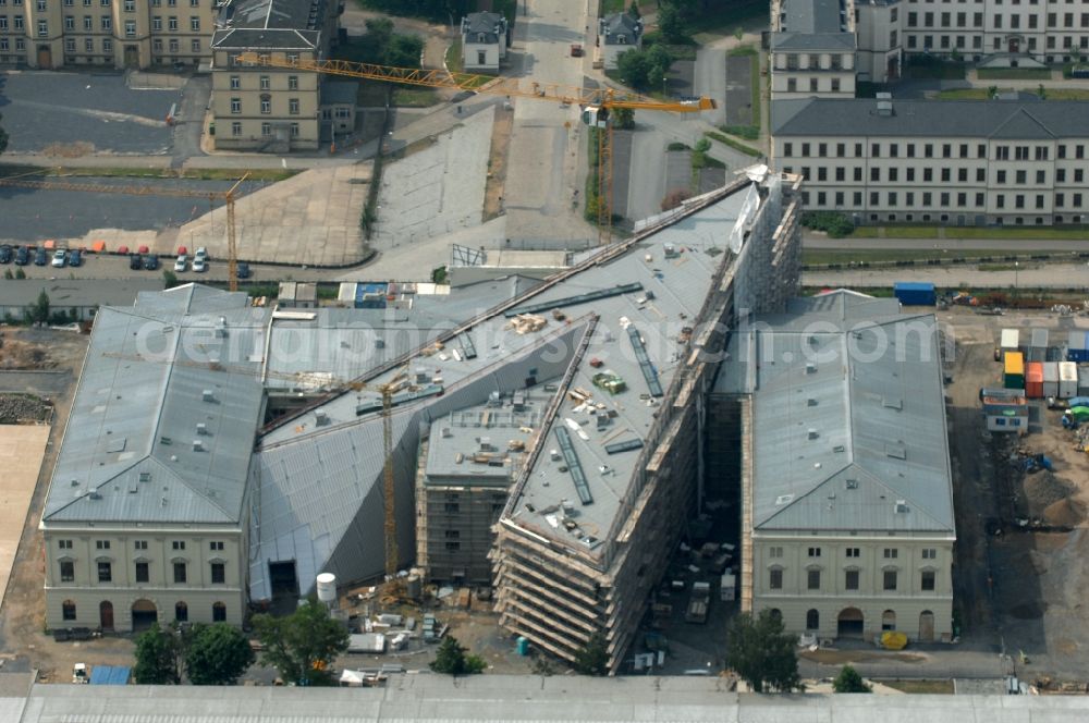 Aerial image Dresden - View of the Dresden Military History Museum ( Army Museum ) during the implementation and expansion