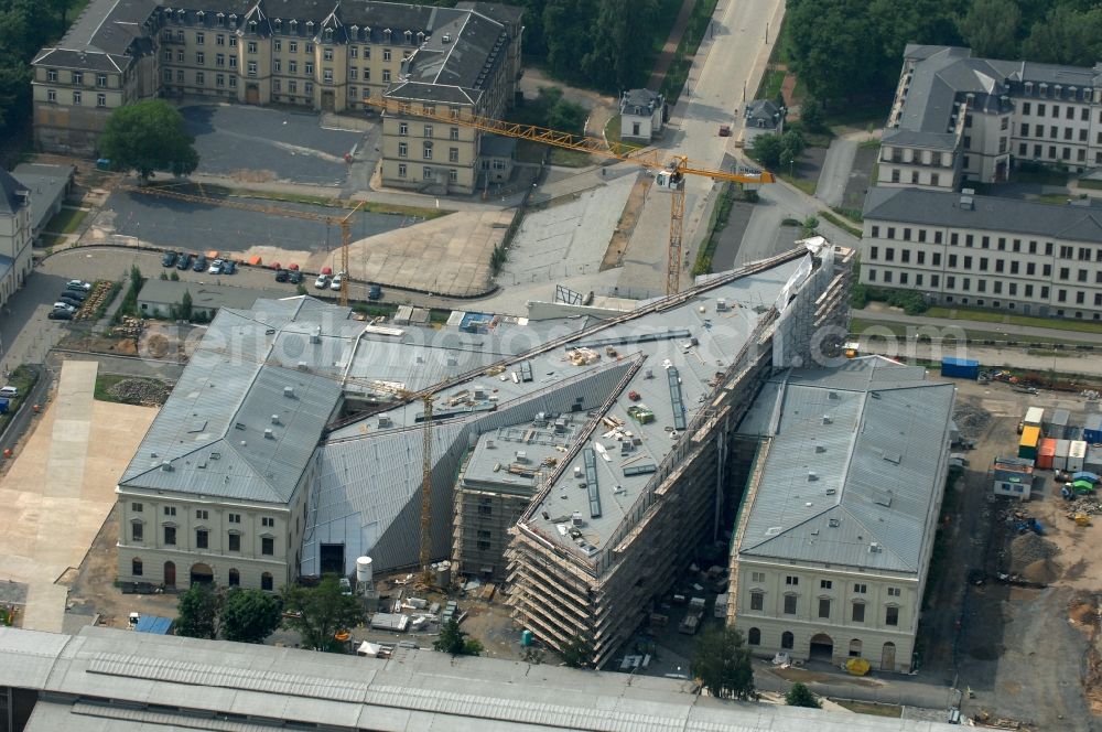 Aerial photograph Dresden - View of the Dresden Military History Museum ( Army Museum ) during the implementation and expansion