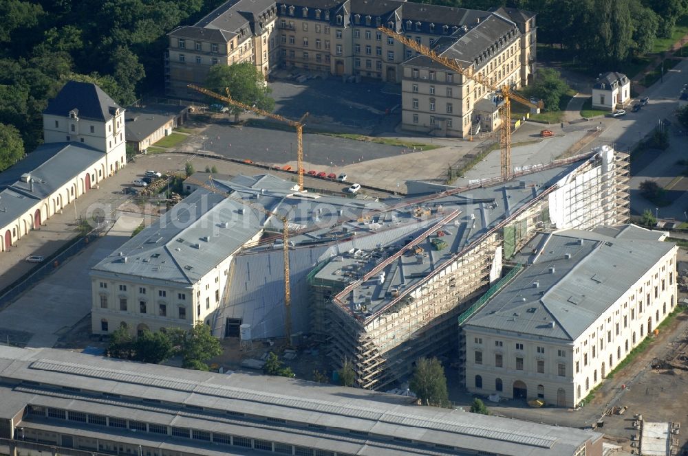 Dresden from above - View of the Dresden Military History Museum ( Army Museum ) during the implementation and expansion