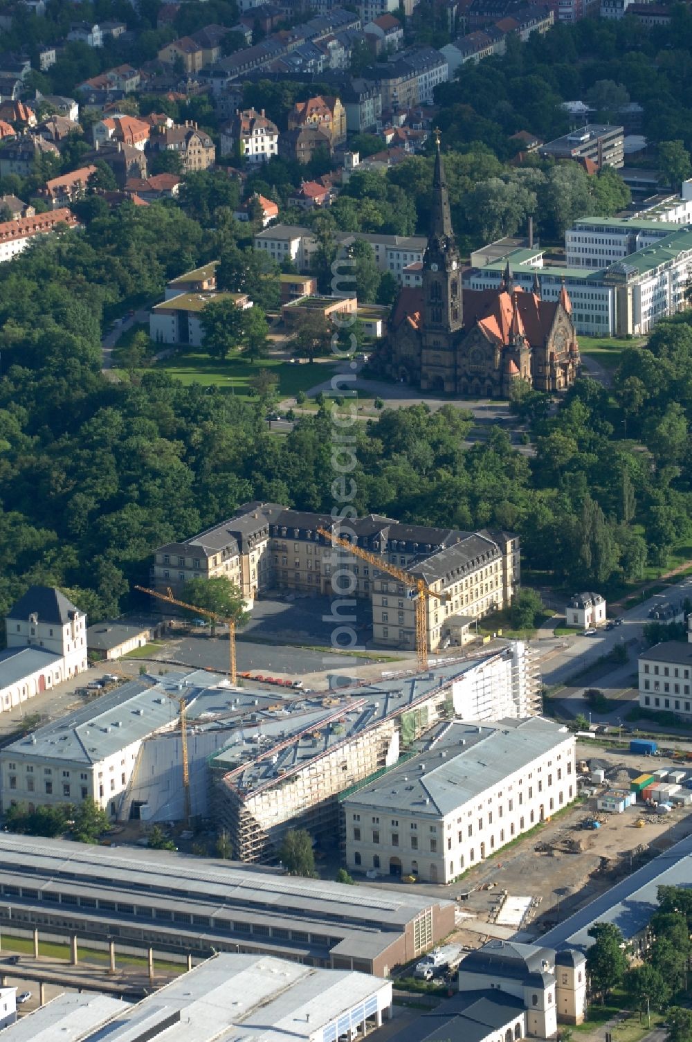 Dresden from the bird's eye view: View of the Dresden Military History Museum ( Army Museum ) during the implementation and expansion