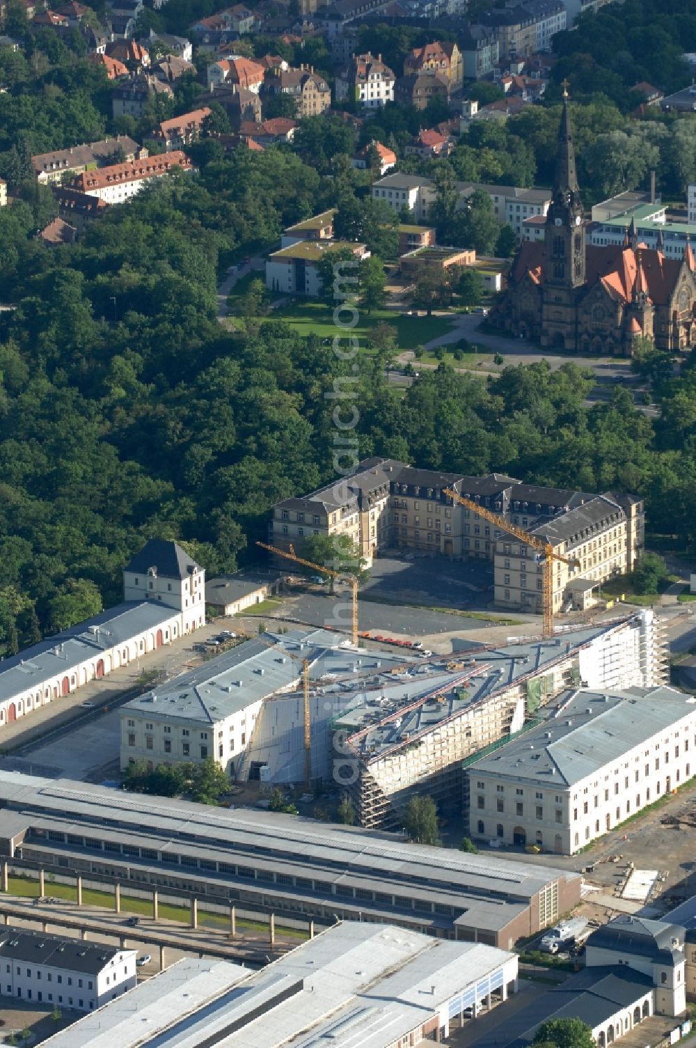 Aerial image Dresden - View of the Dresden Military History Museum ( Army Museum ) during the implementation and expansion