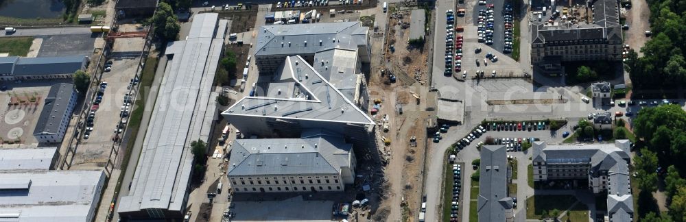 Aerial image Dresden - View of the Dresden Military History Museum ( Army Museum ) during the implementation and expansion