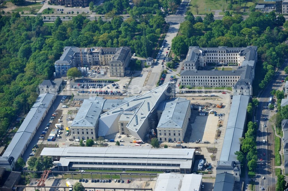 Aerial image Dresden - View of the Dresden Military History Museum ( Army Museum ) during the implementation and expansion