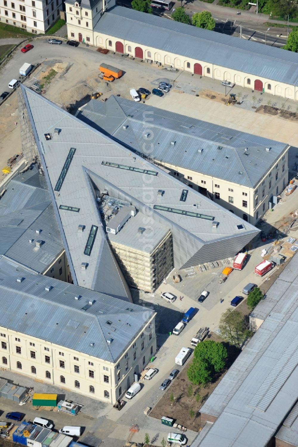 Aerial photograph Dresden - View of the Dresden Military History Museum ( Army Museum ) during the implementation and expansion