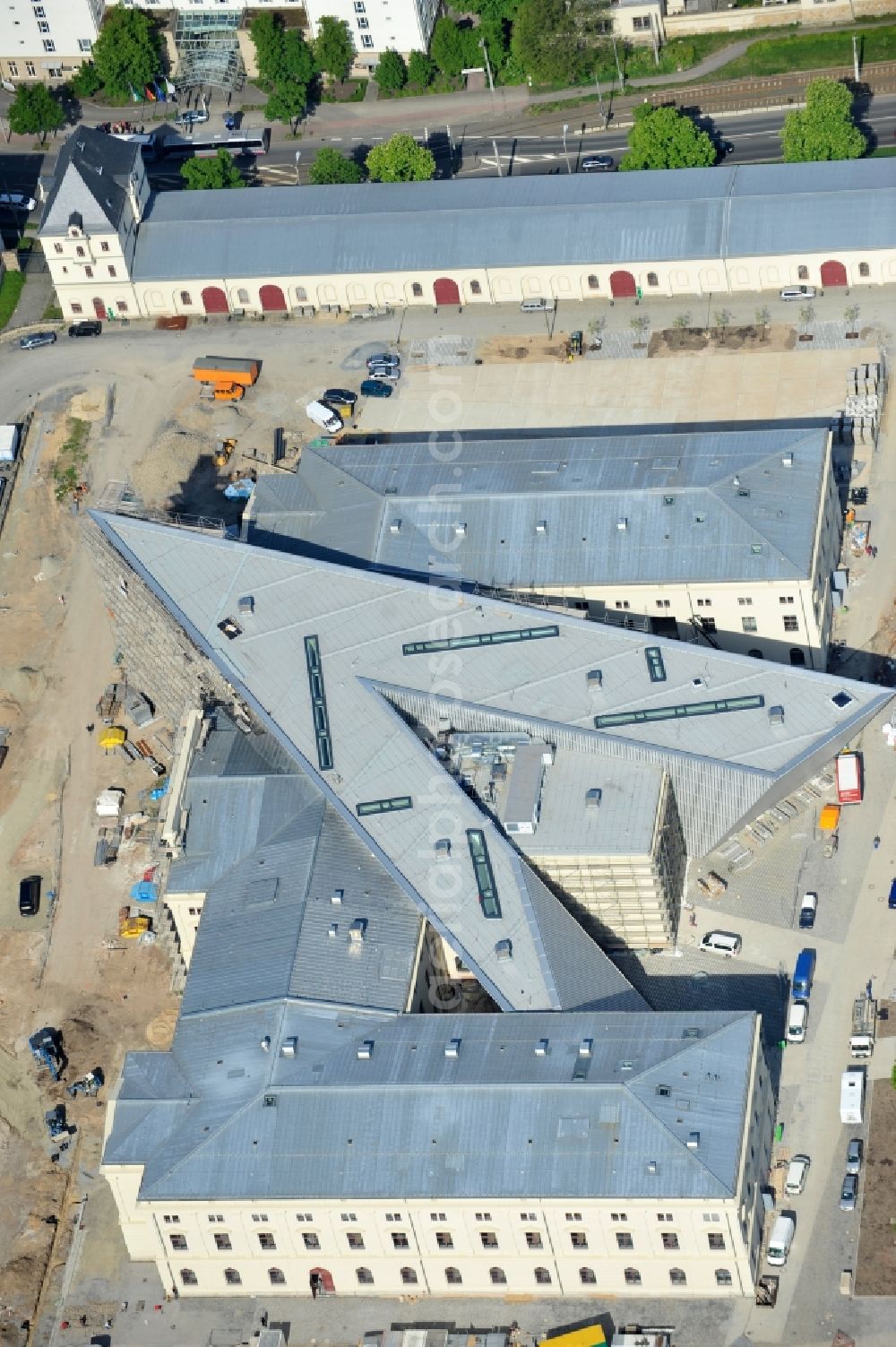 Dresden from above - View of the Dresden Military History Museum ( Army Museum ) during the implementation and expansion