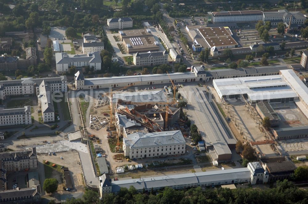 Aerial photograph Dresden - View of the Dresden Military History Museum ( Army Museum ) during the implementation and expansion