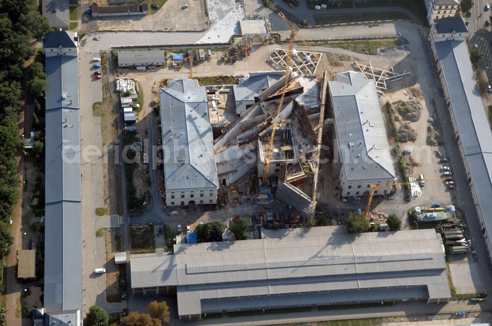 Dresden from the bird's eye view: View of the Dresden Military History Museum ( Army Museum ) during the implementation and expansion