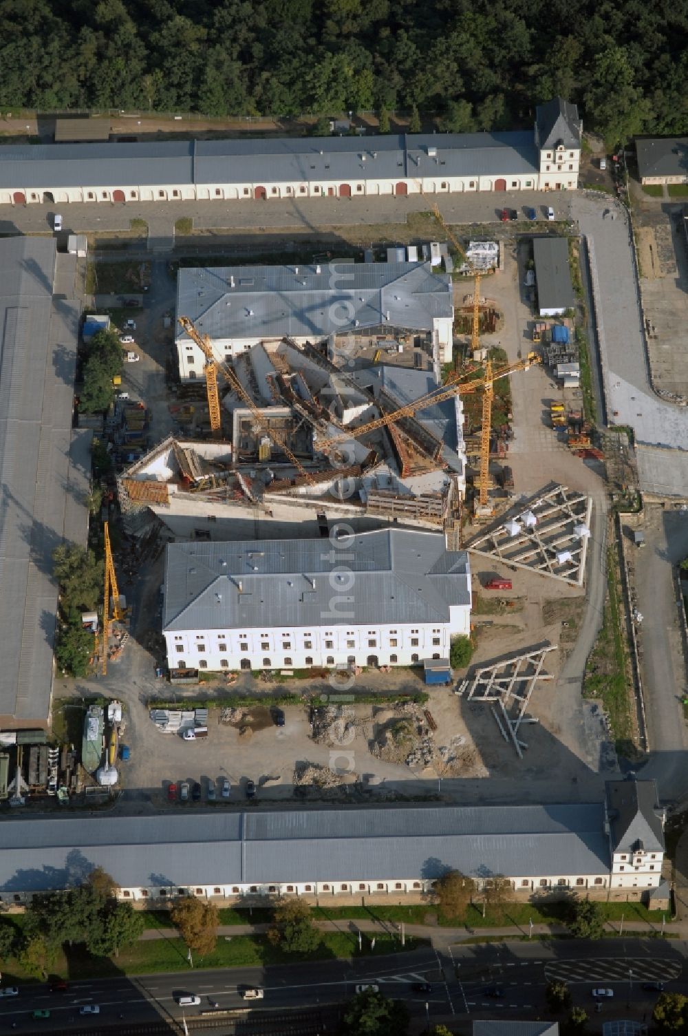 Dresden from above - View of the Dresden Military History Museum ( Army Museum ) during the implementation and expansion