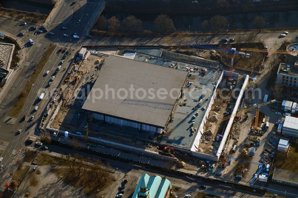 Aerial image Berlin - Construction for the reconstruction of Neue Nationalgalerie on Potsdamer Strasse in Berlin, Germany