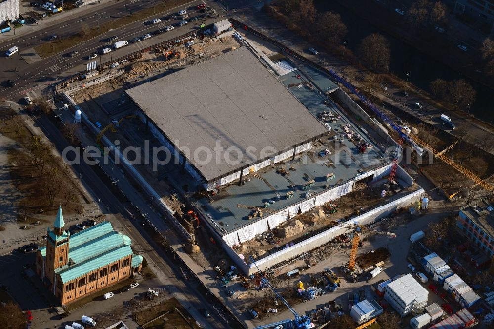 Aerial photograph Berlin - Construction for the reconstruction of Neue Nationalgalerie on Potsdamer Strasse in Berlin, Germany