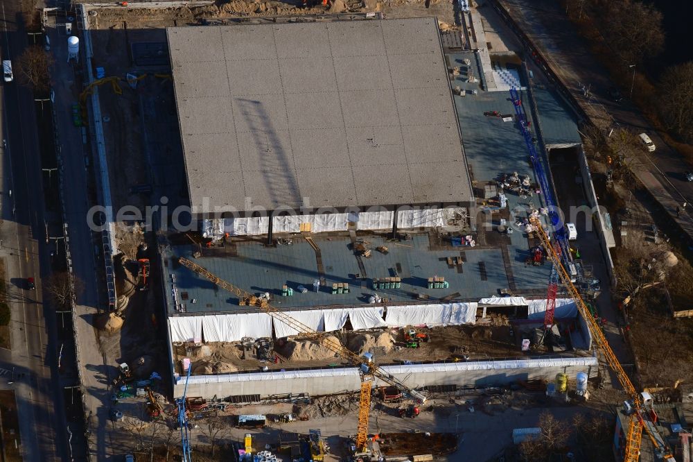 Berlin from the bird's eye view: Construction for the reconstruction of Neue Nationalgalerie on Potsdamer Strasse in Berlin, Germany