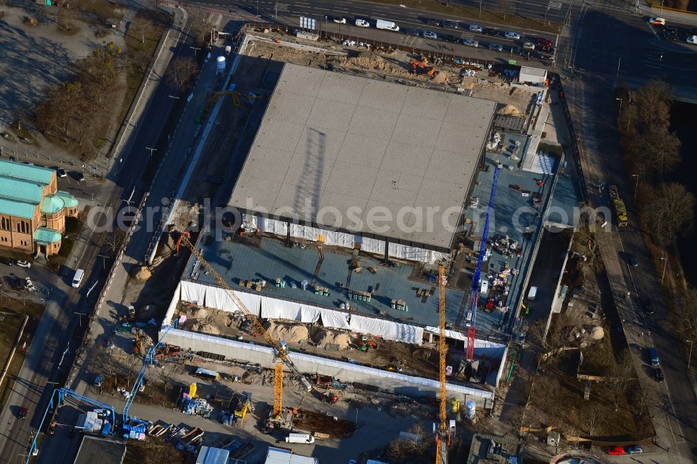 Aerial image Berlin - Construction for the reconstruction of Neue Nationalgalerie on Potsdamer Strasse in Berlin, Germany