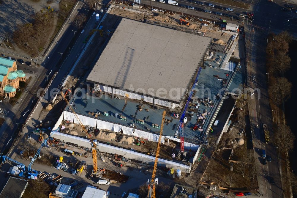 Aerial photograph Berlin - Construction for the reconstruction of Neue Nationalgalerie on Potsdamer Strasse in Berlin, Germany