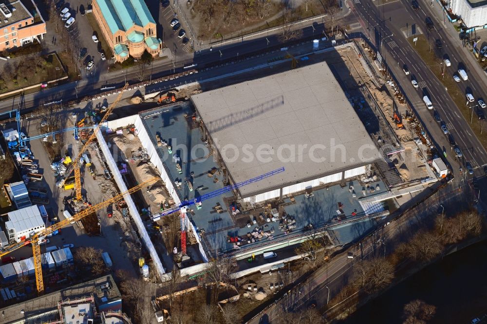 Berlin from above - Construction for the reconstruction of Neue Nationalgalerie on Potsdamer Strasse in Berlin, Germany