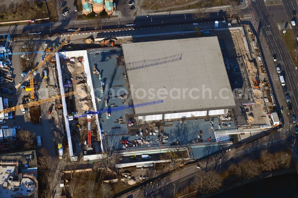 Berlin from the bird's eye view: Construction for the reconstruction of Neue Nationalgalerie on Potsdamer Strasse in Berlin, Germany