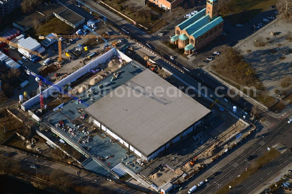 Aerial image Berlin - Construction for the reconstruction of Neue Nationalgalerie on Potsdamer Strasse in Berlin, Germany