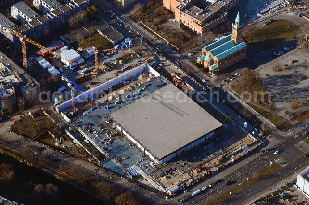 Aerial photograph Berlin - Construction for the reconstruction of Neue Nationalgalerie on Potsdamer Strasse in Berlin, Germany