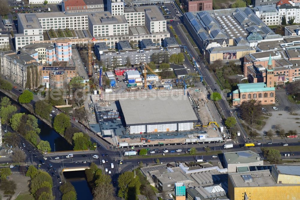 Berlin from above - Construction for the reconstruction of Neue Nationalgalerie on Potsdamer Strasse in Berlin, Germany