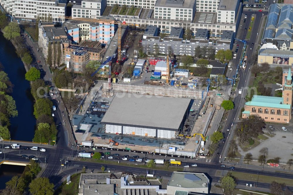 Aerial image Berlin - Construction for the reconstruction of Neue Nationalgalerie on Potsdamer Strasse in Berlin, Germany